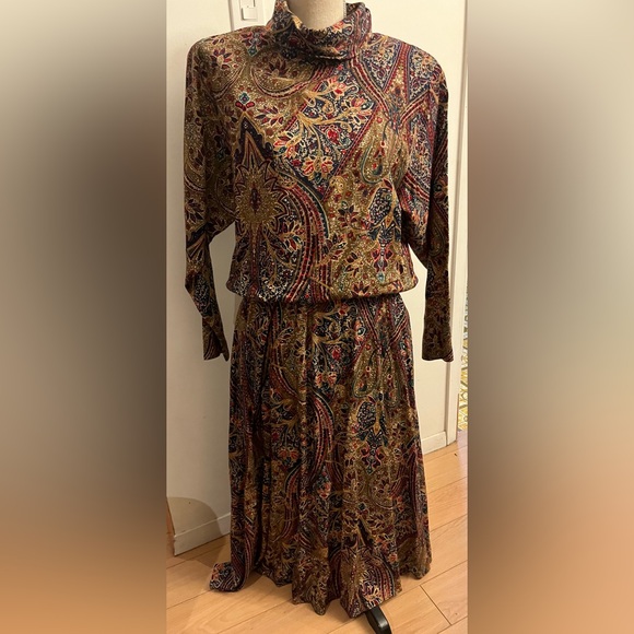 Jessica Howard Dresses & Skirts - Vintage 80s JESSICA HOWARD Paisley Maxi Midi Dress Size 14